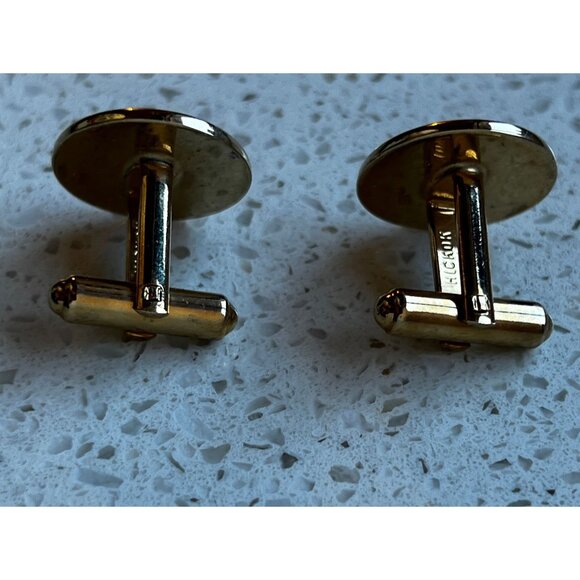 Vintage 1960s Hickok USA Men’s Unisex Cufflinks Goldtone Pearl - Picture 3 of 5